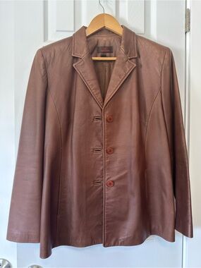 Danier Chestnut Brown Leather Blazer